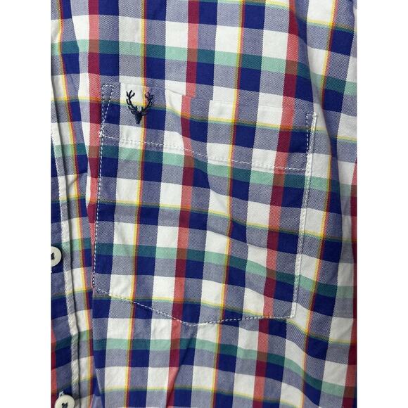 Allen Solly Secret Wash Blue Check Long Sleeve Button-Down Shirt Men's 42 Large - Picture 4 of 10